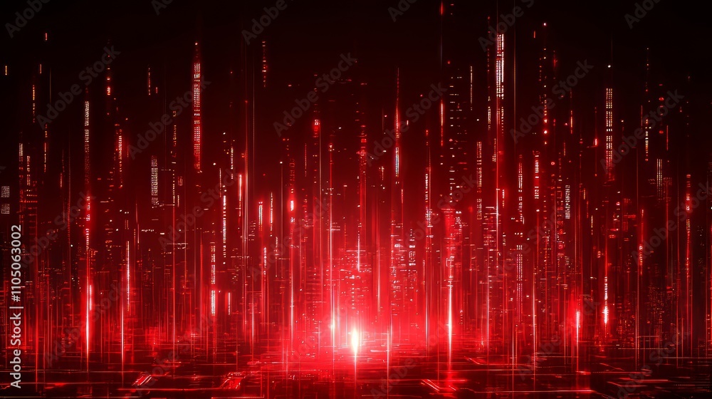 Poster stock image: abstract background wallpaper featuring a digital neon matrix with cyberpunk holograms 