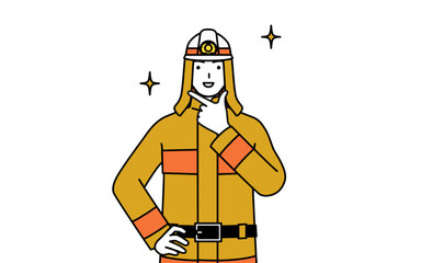 Firefighter in fire uniform in a confident pose.