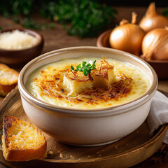 Comforting Soupe à L’Oignon with Crispy Croutons and Cheese