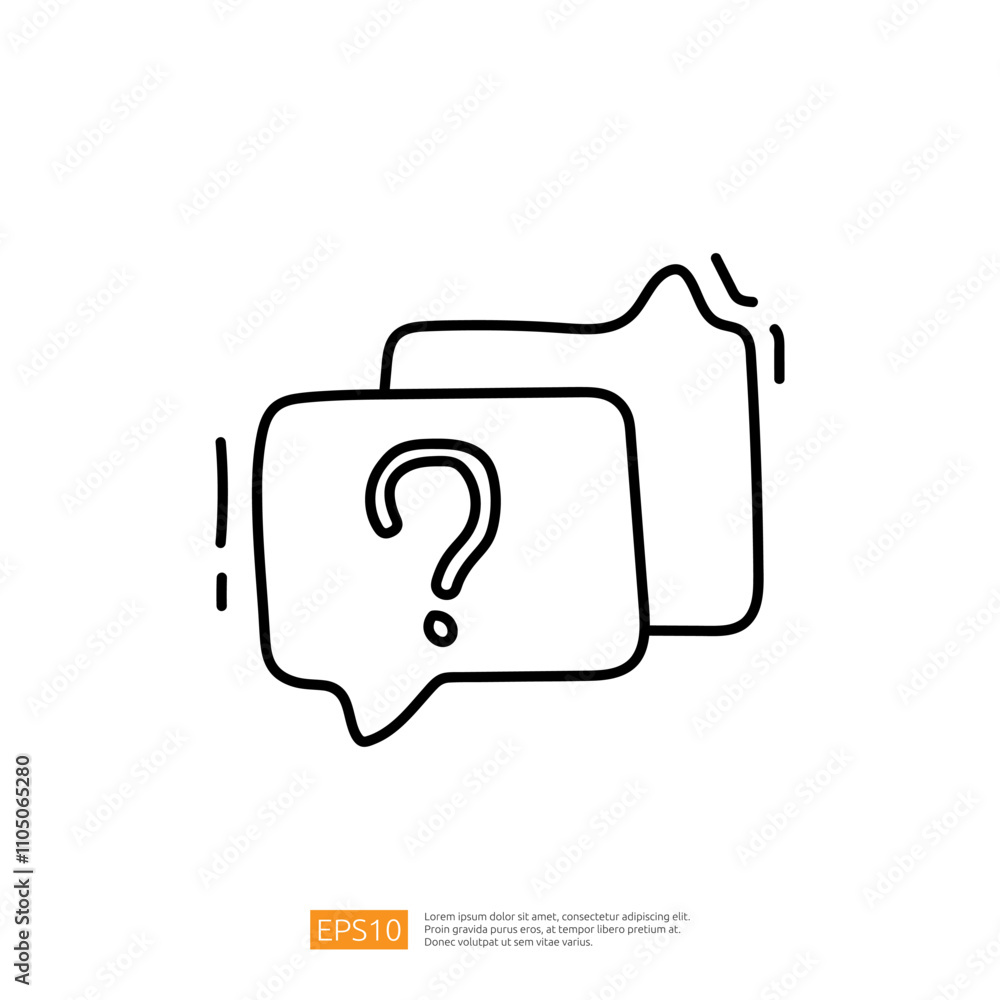 Poster the image features two speech bubbles, one with a question mark, symbolizing inquiry or conversation