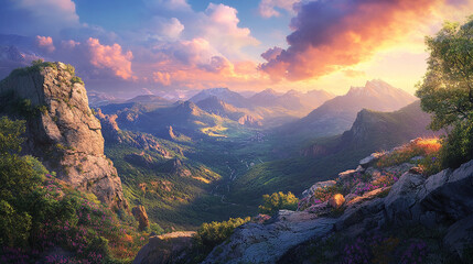 Fototapeta premium a scenic overlook with a panoramic view nature background