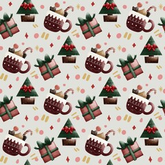Christmas seamless pattern cute holiday decoration background