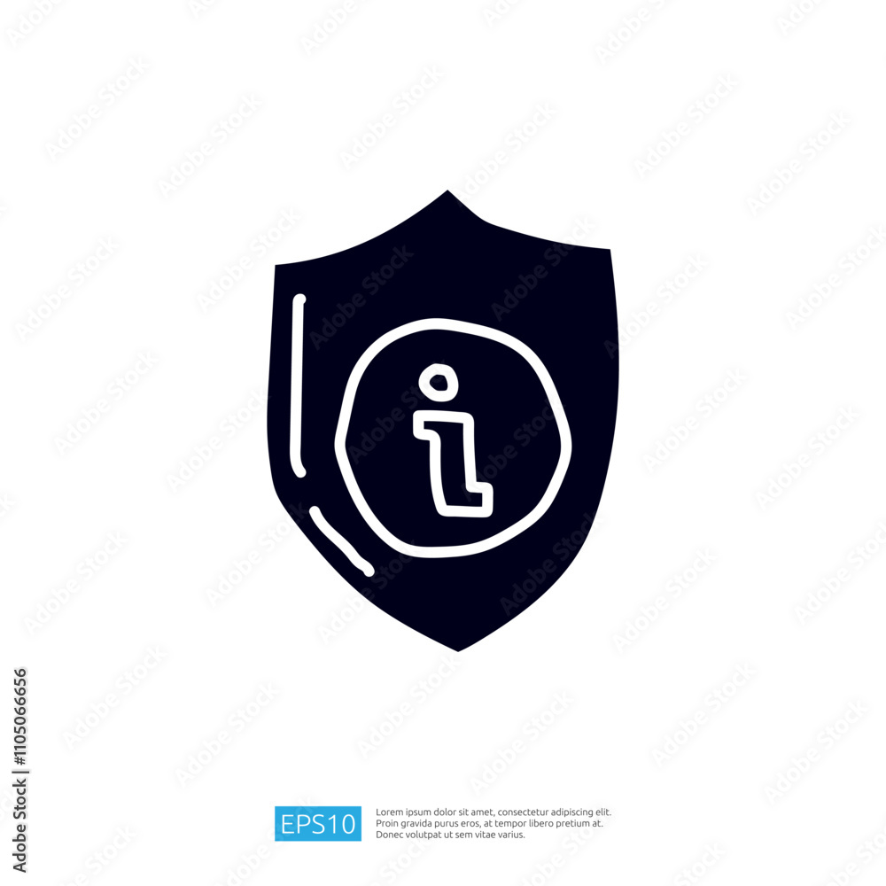 Poster the image features a shield symbol with an information icon inside, representing security and inform
