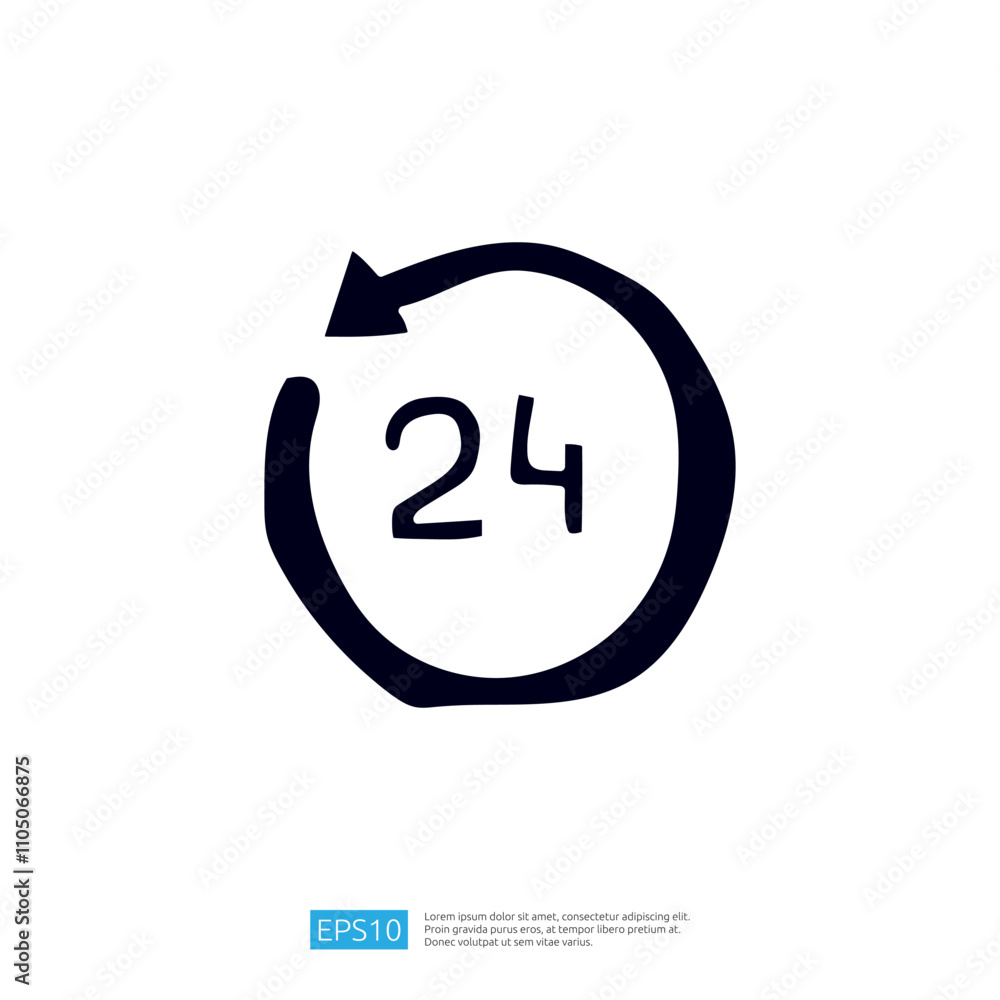 Poster the image features a circular arrow surrounding the number 24, symbolizing a 24-hour cycle or contin