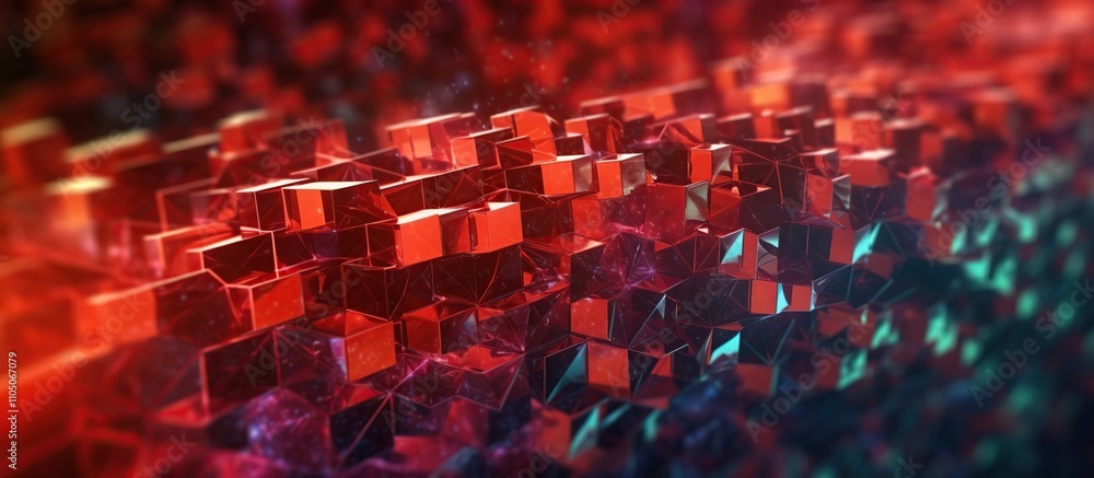 Aufkleber abstract 3d render of colorful cubes with glowing surface effects