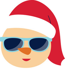 Sand snowman head wearing sunglasses.
Sand snowman head wearing Santa hat.
Christmas Beach Snowman  head flat vector.
Beach summer sand snowman head isolated svg.
Transparent or white background.