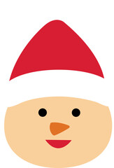 Sand snowman head wearing Santa hat.
Christmas Beach Snowman  head flat vector.
Beach summer sand snowman head isolated svg.
Transparent or white background.