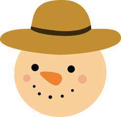 Sand snowman head wearing sunhat.
Christmas Beach Snowman  head flat vector.
Beach summer sand snowman head isolated svg.
Transparent or white background.
