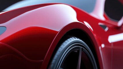 Red Sports Car Wheel and Fender Detail