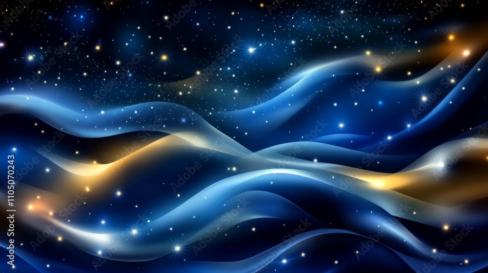 Canvas Prints the night sky, illuminated by shining stars and surrounded by a bokeh light effect.