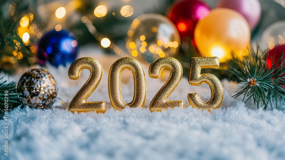 Poster a fireworks-lit image with number 2025 prominently displayed and the text 
