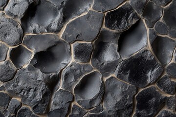 Dark, textured stone wall; irregular shapes. Ideal for backgrounds, textures, or design projects needing a rugged feel.