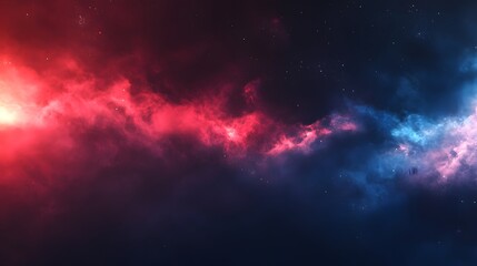 Fototapeta premium Red and Blue Nebula Cosmic Cloudscape Starry Night
