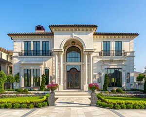  Modern Luxury House with Garden at Dusk