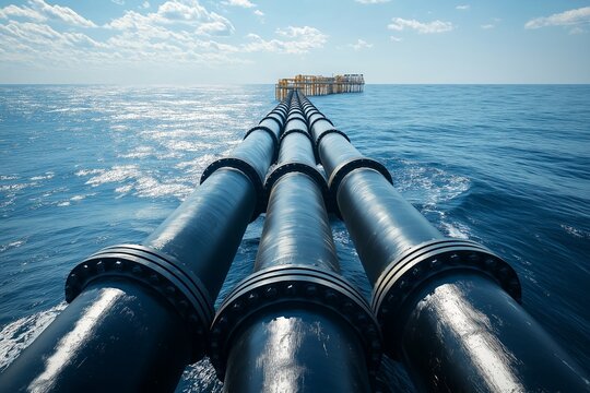 Pipelines leading the LNG terminal and the LNG tanker