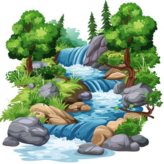 River isolated white background 