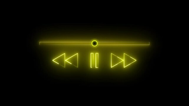 neon Music player scroll bar button icon animation with black background.