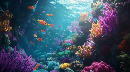Naklejka premium a vibrant coral reef with an array of colorful fish