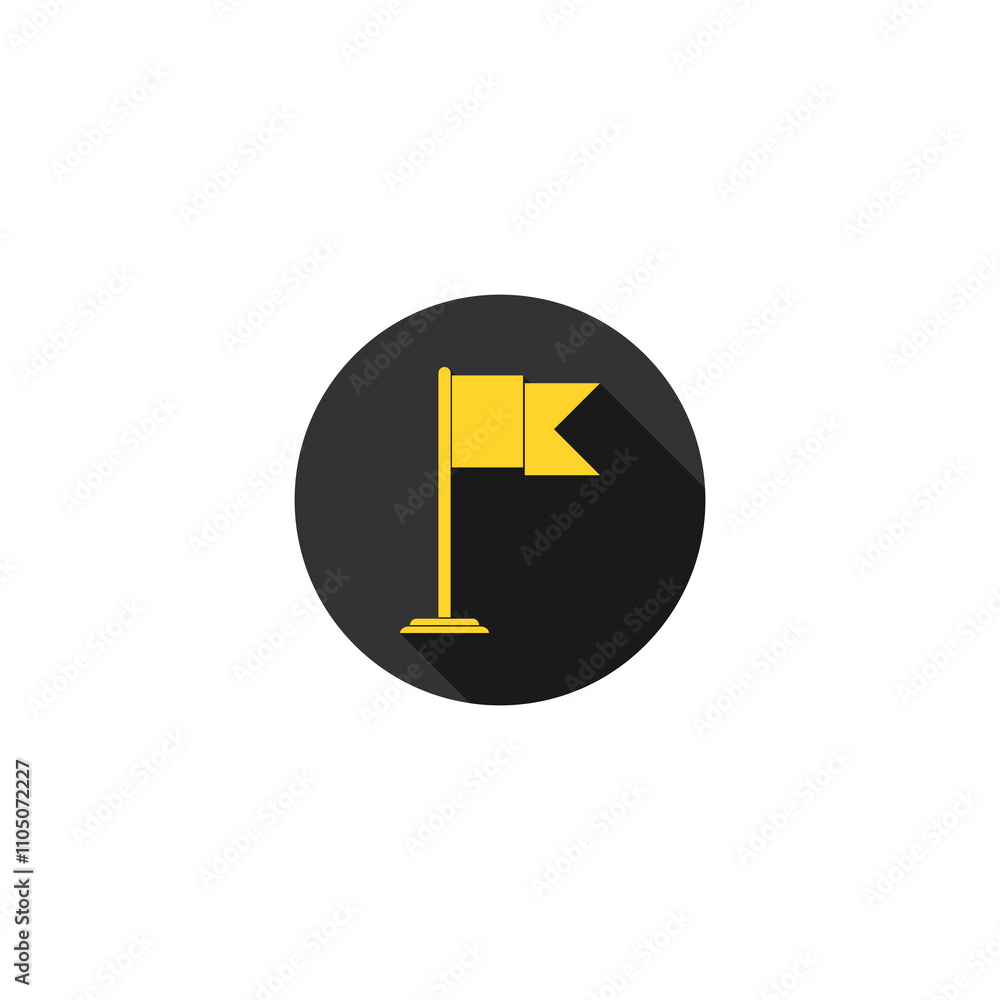 Poster flag with long shadow icon isolated on transparent background