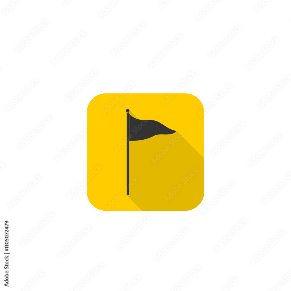 Poster flag with long shadow icon isolated on transparent background