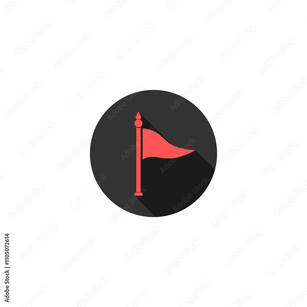Poster flag with long shadow icon isolated on transparent background