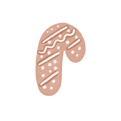 gingerbread cookie candy cane shape on a png transparent background digital planner sticker