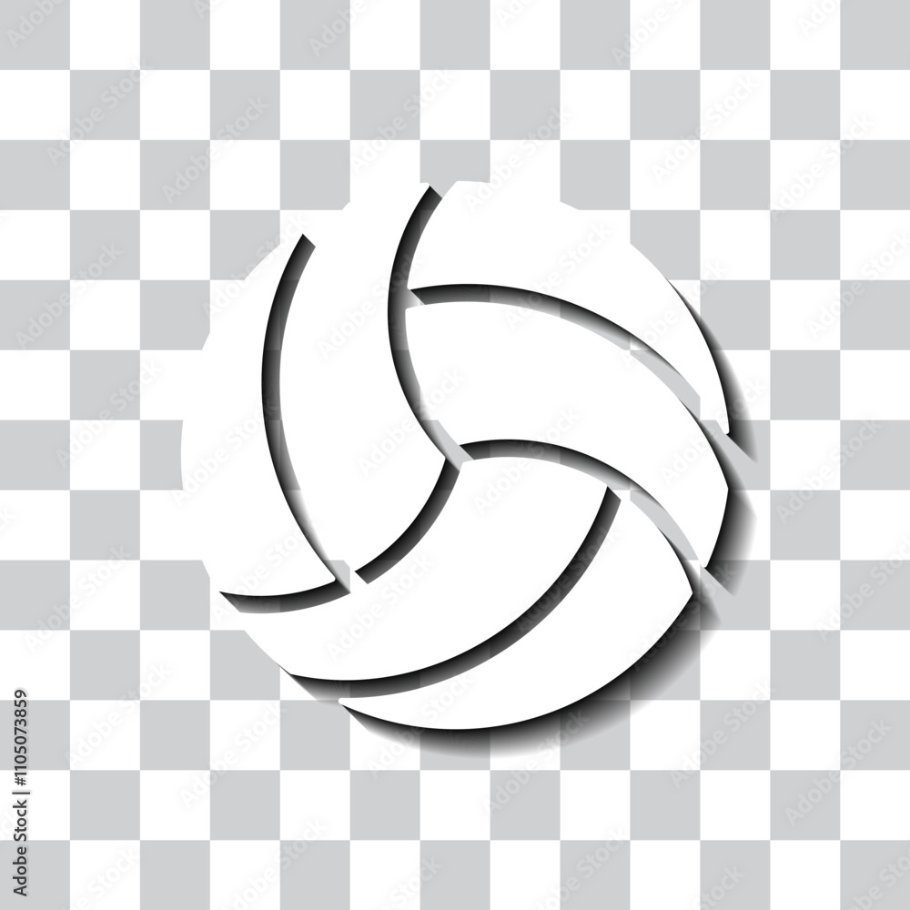 Poster volleyball simple icon vector. flat design. white with shadow on transparent grid