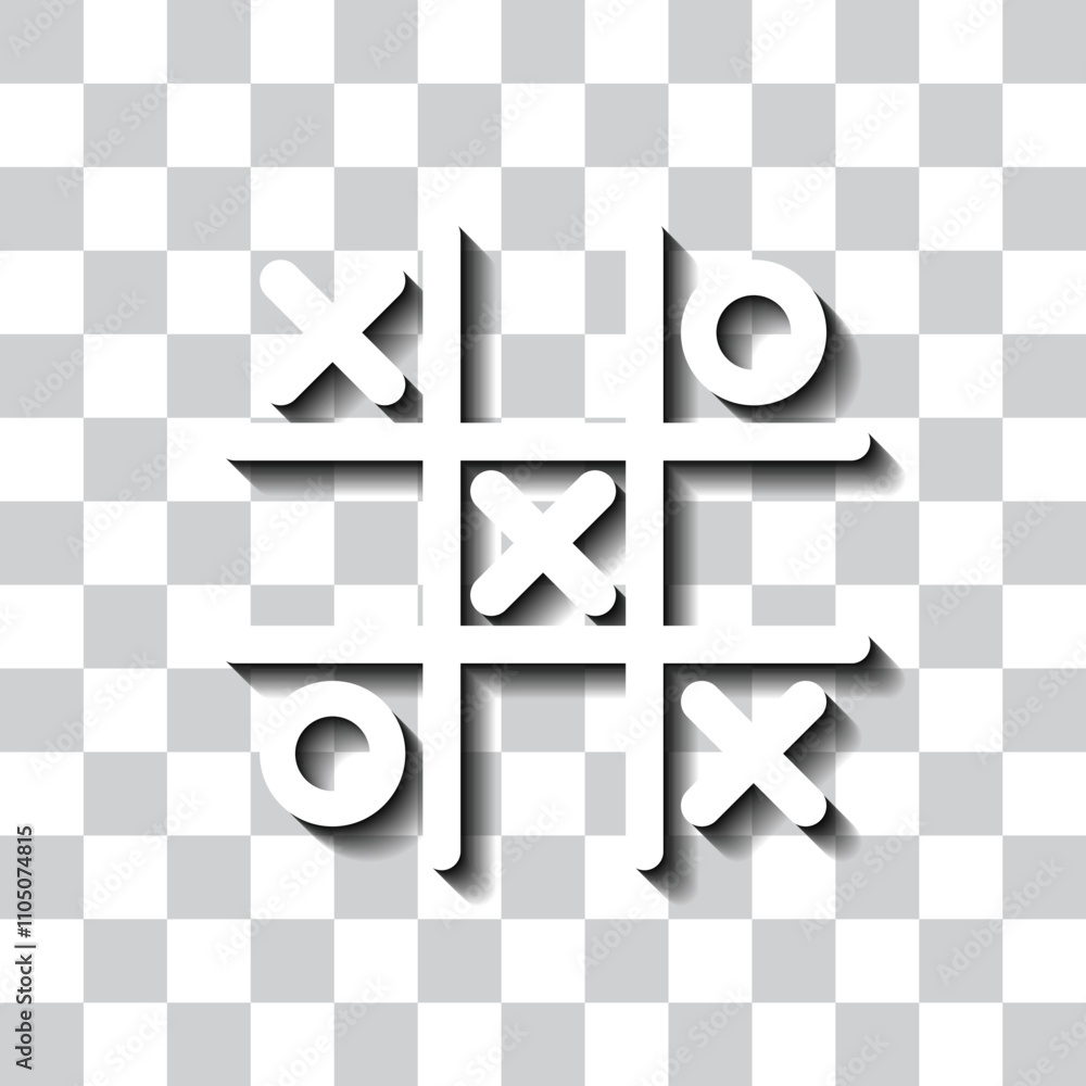 Aufkleber tic tac toe simple icon. flat design. white with shadow on transparent grid
