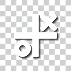 Tic tac toe simple icon vector. Flat design. White with shadow on transparent grid