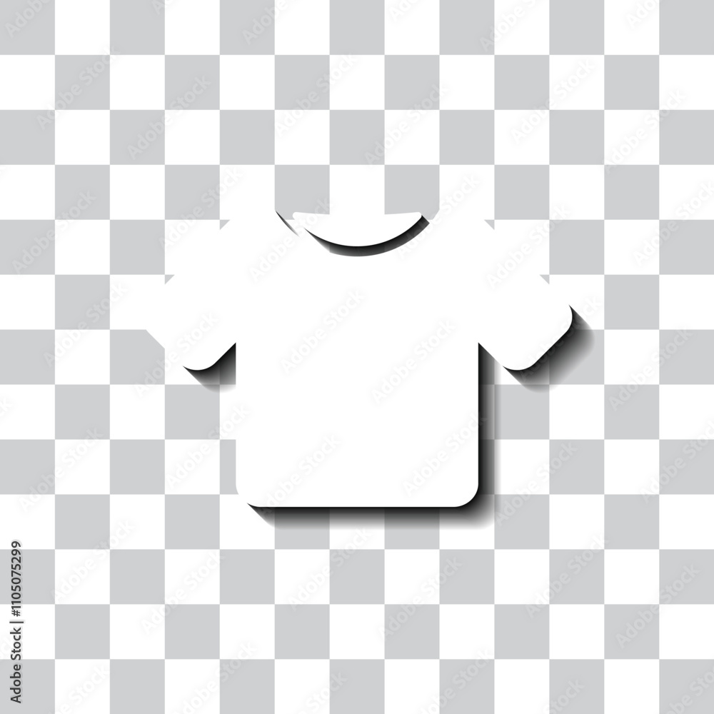 Poster t-shirt simple icon vector. flat design. white with shadow on transparent grid