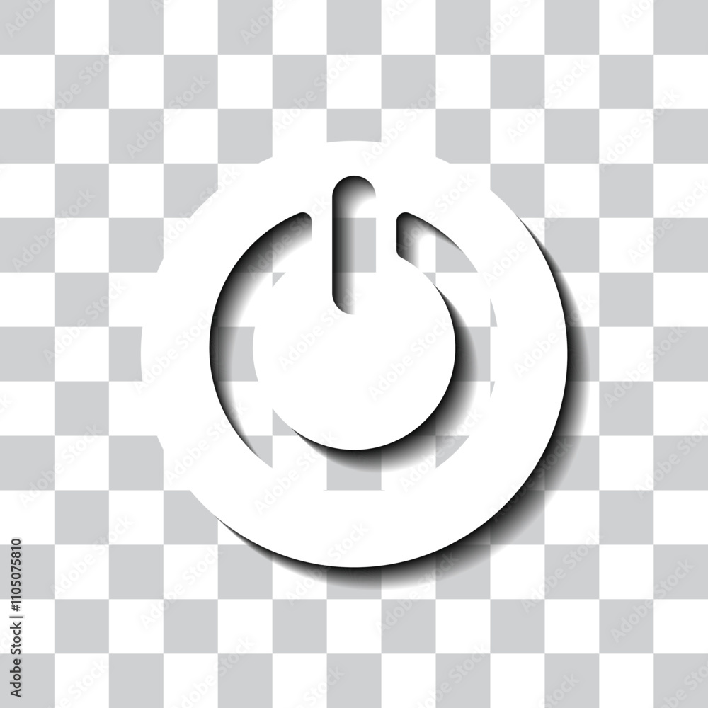 Poster shut down simple icon vector. flat design. white with shadow on transparent grid