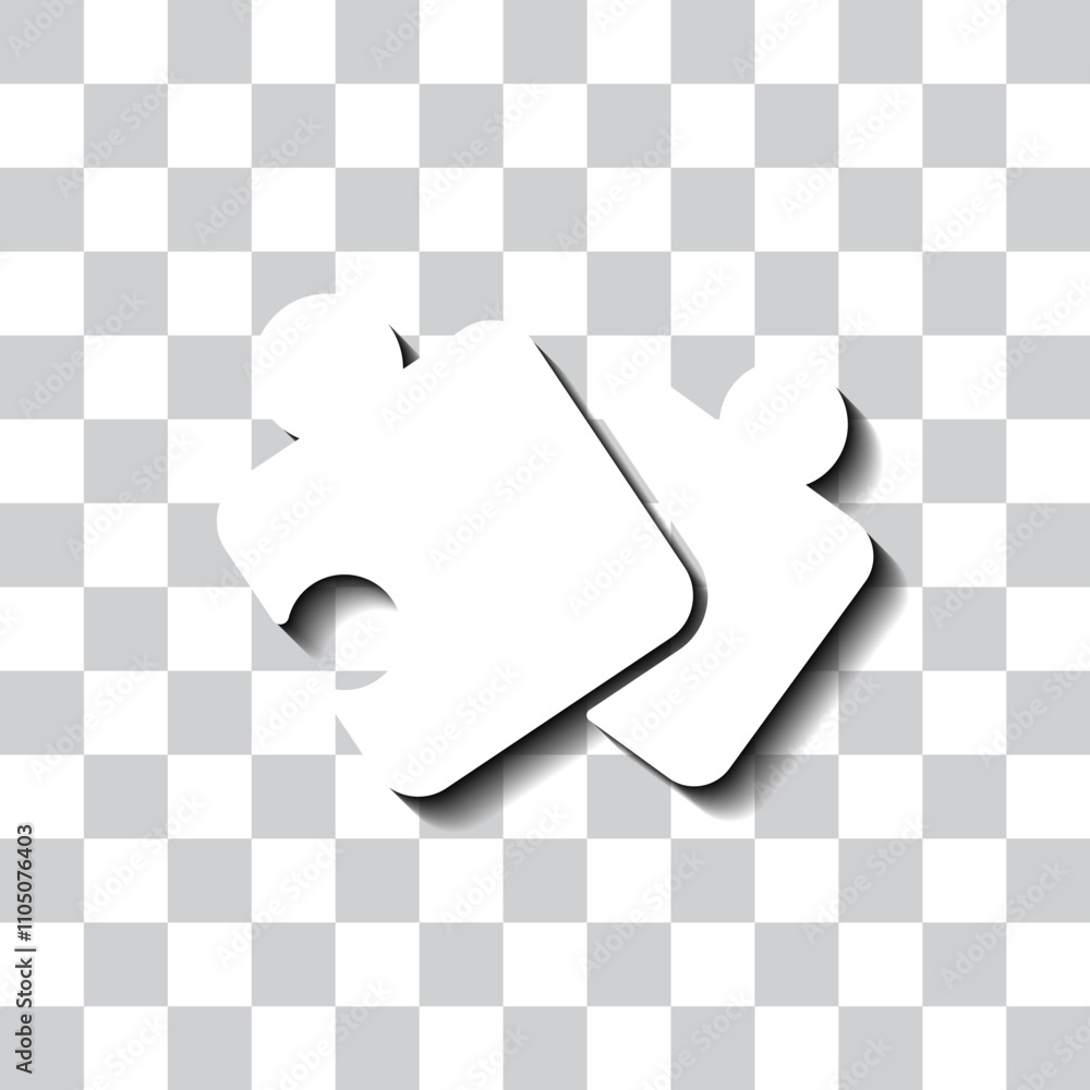 Poster puzzle vector, simple icon. flat design. white with shadow on transparent grid