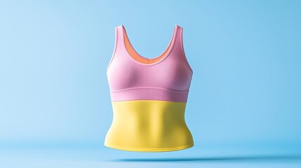 Sport bra presented in a modern studio with vibrant lighting, perfect for professional advertising with room for copy text, deep depth of field, Product photography with high resolution, studio