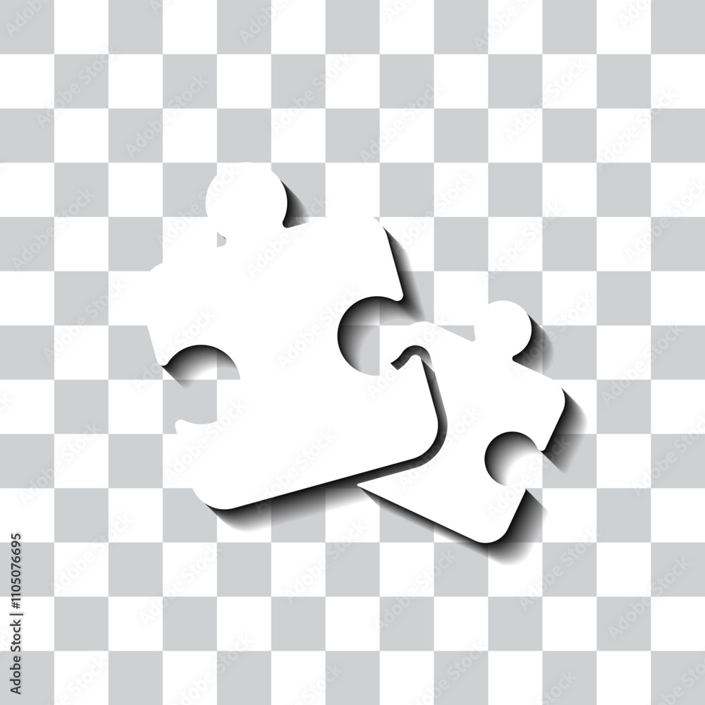 Poster puzzle simple icon vector. flat design. white with shadow on transparent grid