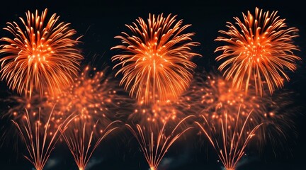 Coral Blaze Fireworks Illuminating New Year&rsquo;s Night