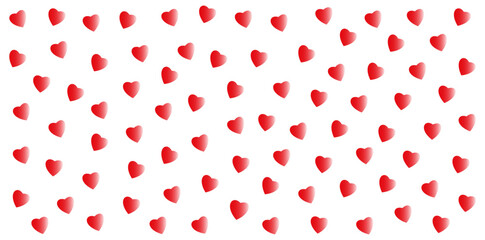 Seamless pattern of red with a gradient turning into transparency hearts on a white background. Romantic design for Valentine's Day, wedding, and greeting card decoration