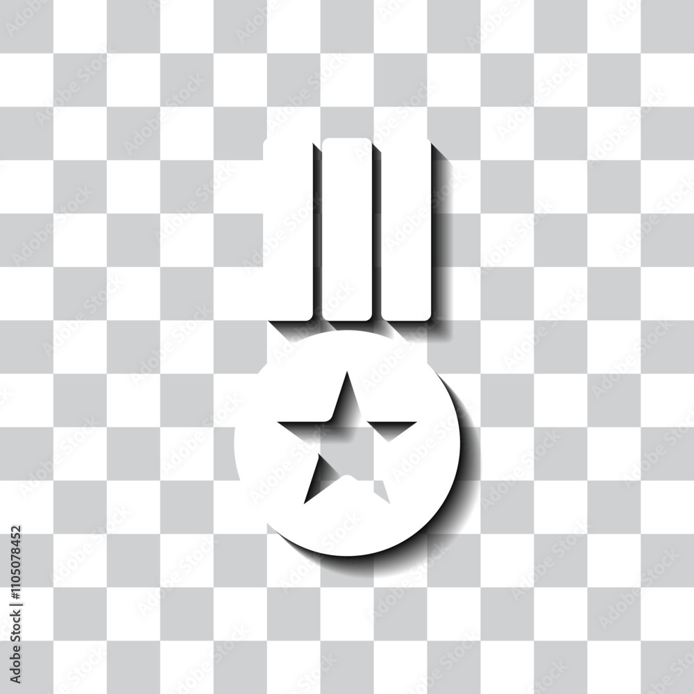 Poster medal simple icon vector. flat design. white with shadow on transparent grid