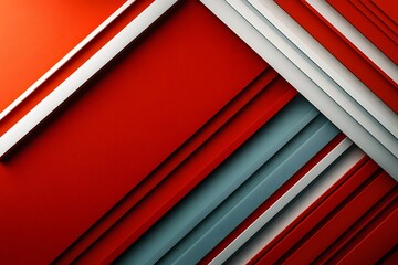 Obraz premium Abstract Composition of Red and Blue Geometric Shapes with Lines Creating Dynamic Contrast and Depth in a Modern Digital Artwork