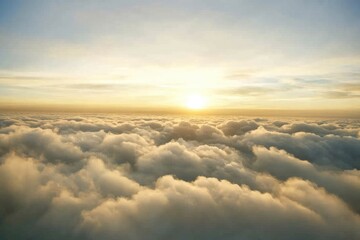 Aerial Perspective of Soft, Fluffy Clouds Floating Over a Serene Sky &acirc;&euro;&ldquo; Tranquil Atmosphere