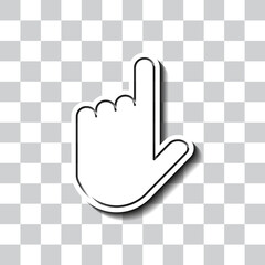 Obraz premium Hand vector simple icon. Flat design. White with shadow on transparent grid