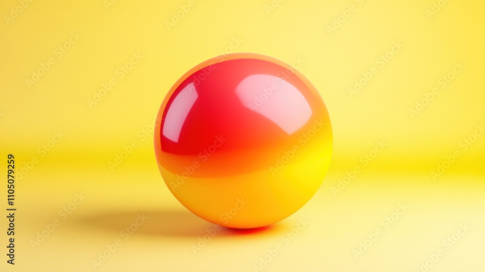 Poster red yellow gradient sphere on yellow background