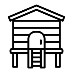 Chicken Coop Vector Line Icon Design