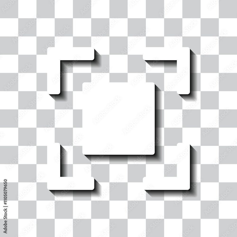 Poster focus, full screen simple icon vector. flat design. white with shadow on transparent grid