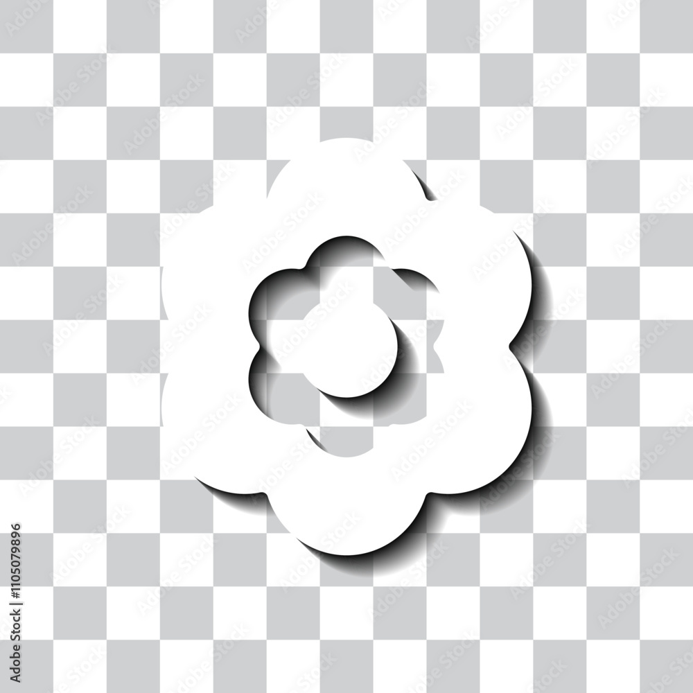 Aufkleber flower simple icon vector. flat design. white with shadow on transparent grid