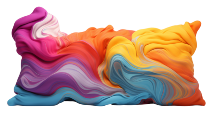 A plush, vibrant pillow designed to complement modern living rooms with its bold color and softness, isolated on transparent background.