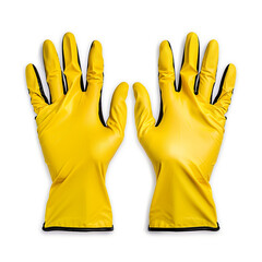 Top View of Yellow Rubber Gloves