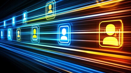 Obraz premium Fast Data Stream Digital User Profiles Network Speed Online Connections