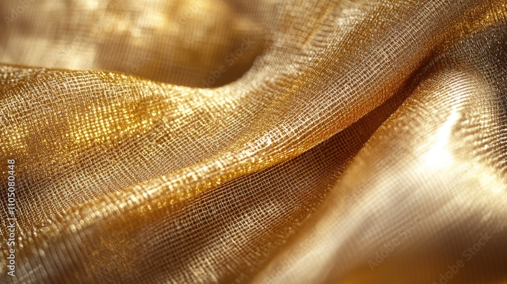 Poster opulent gold textile backdrop with elegant flowing design and ample space for text