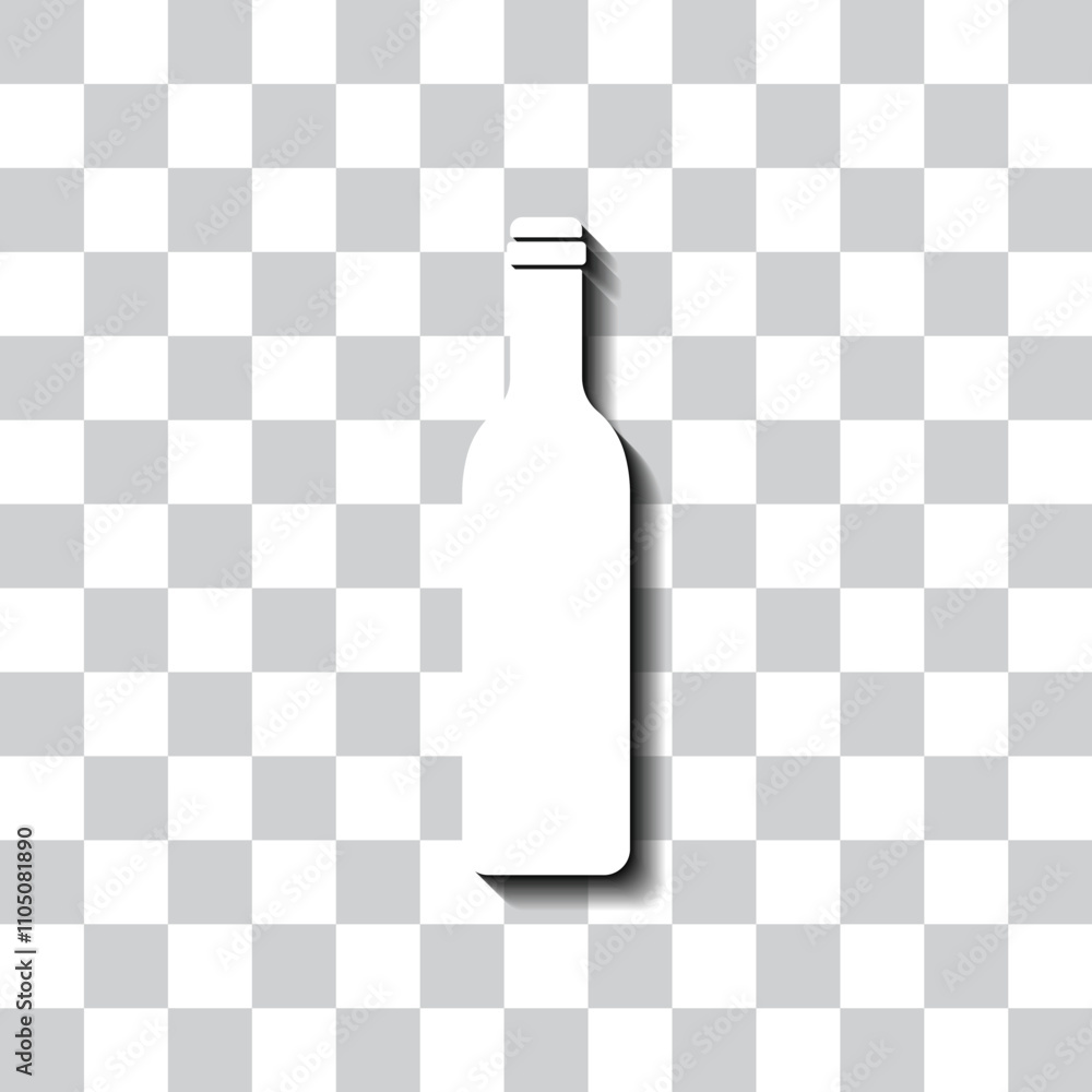 Poster bottle simple icon vector. flat design. white with shadow on transparent grid