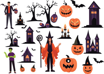 set of halloween elements